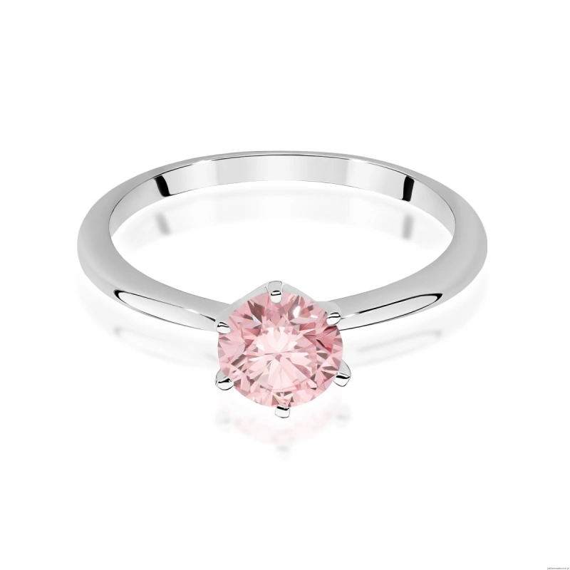 Pierścionek W0553 Diament Laboratoryjny różowy 1,00ct białe złoto 375
