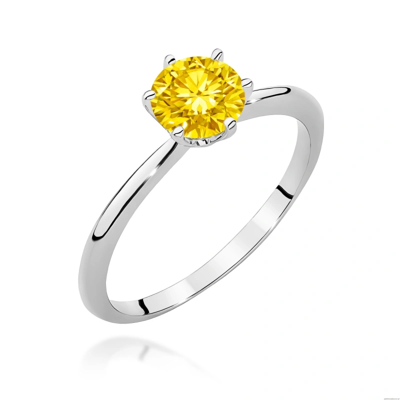 Pierścionek W0553 Diament Laboratoryjny żółty 1,00ct białe złoto 375