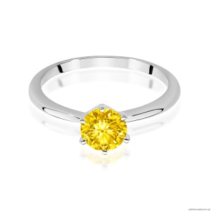 Pierścionek W0553 Diament Laboratoryjny żółty 1,00ct białe złoto 375