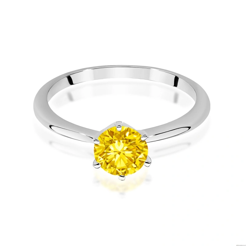Pierścionek W0553 Diament Laboratoryjny żółty 1,00ct białe złoto 375