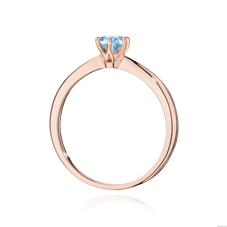Pierścionek W0553 Diament Laboratoryjny niebieski 0,50ct różowe złoto 375