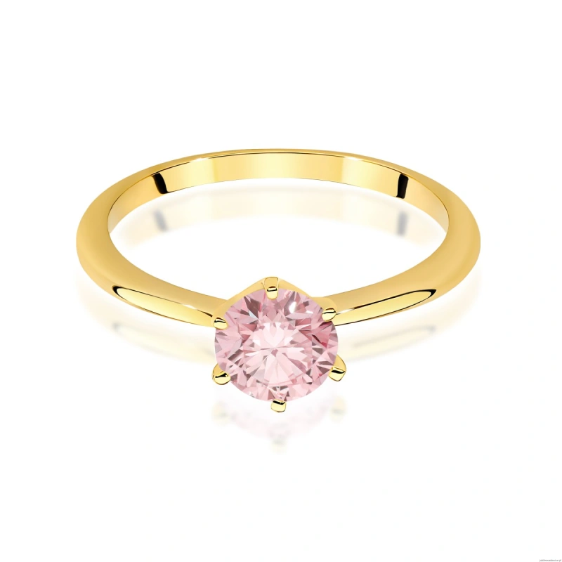 Pierścionek W0553 Diament Laboratoryjny różowy 1,00ct żółte złoto 375