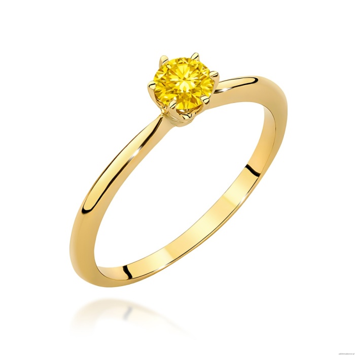 Pierścionek W0553 Diament Laboratoryjny żółty 0,50ct żółte złoto 375