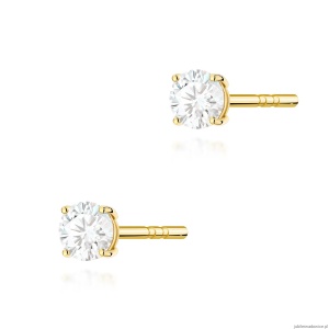 Kolczyki K0583 Diament Laboratoryjny 2 x 0.15ct żółte złoto