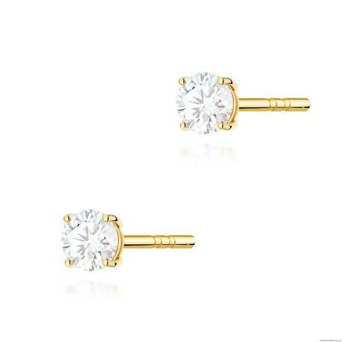 Kolczyki K0583 Diament Laboratoryjny 2 x 0.15ct żółte złoto