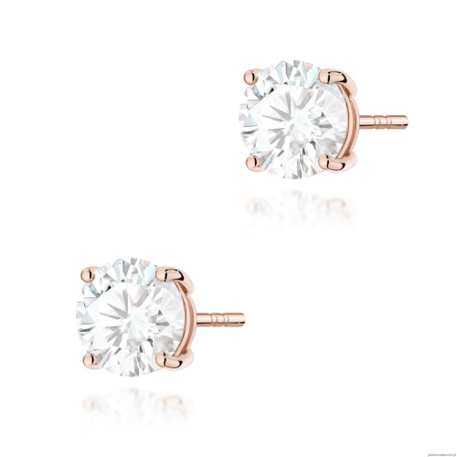 Kolczyki K0583 Diament Laboratoryjny 2 x 2.00ct różowe złoto