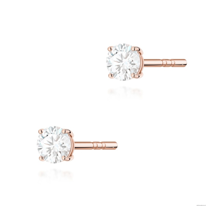 Kolczyki K0583 Diament Laboratoryjny 2 x 0.15ct różowe złoto