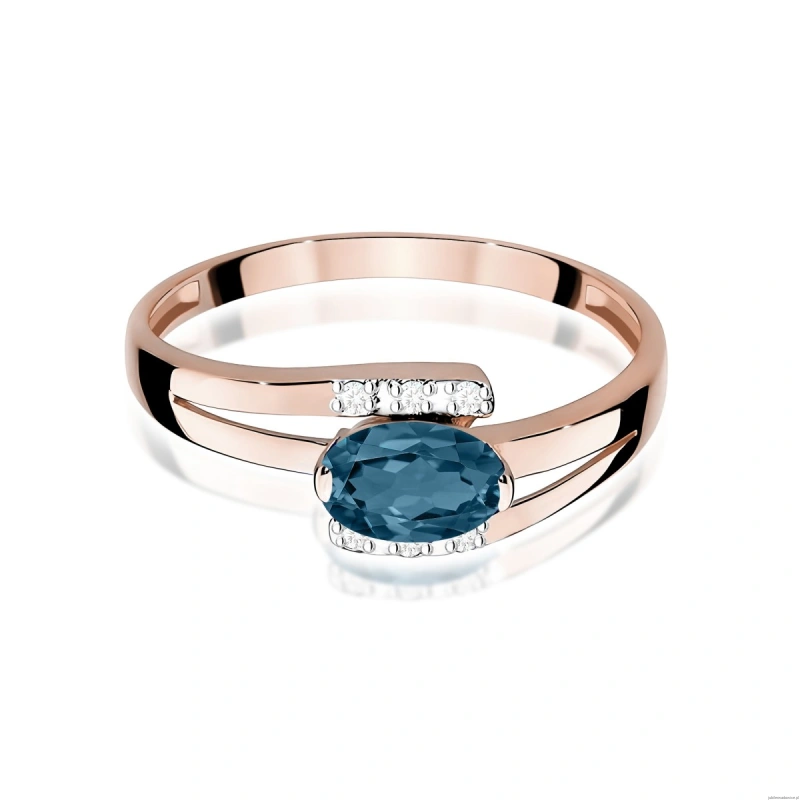 Pierścionek W0119 Topaz London Blue 0,50ct złoto różowe 375