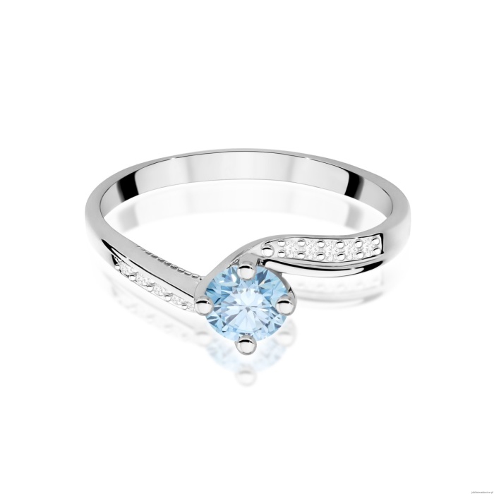 Pierścionek W0084 Diament Laboratoryjny niebieski 0,50ct białe złoto