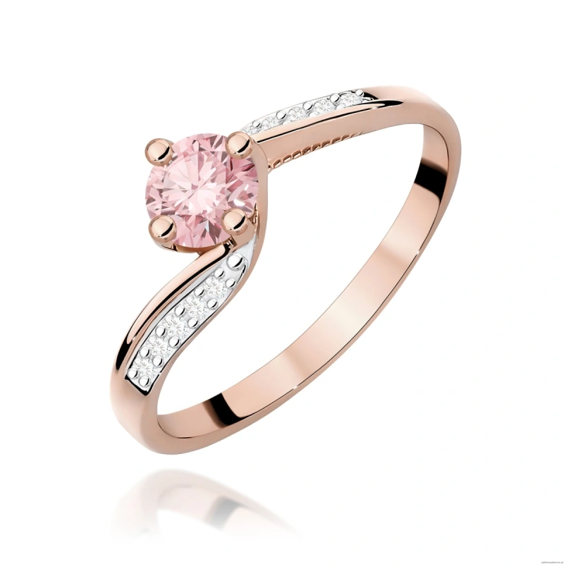 Pierścionek W0084 Diament Laboratoryjny różowy 0,50ct różowe złoto