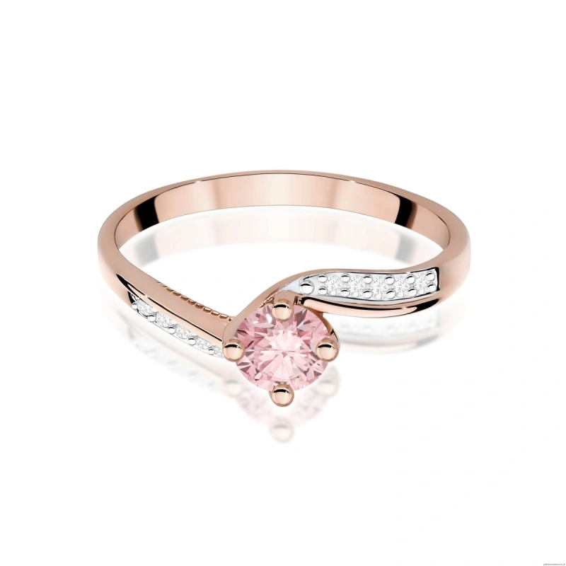 Pierścionek W0084 Diament Laboratoryjny różowy 0,50ct różowe złoto
