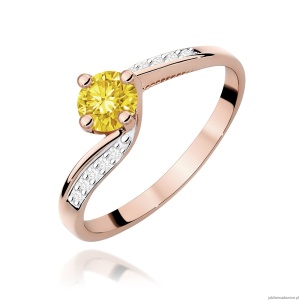 Pierścionek W0084 Diament Laboratoryjny żółty 0,50ct różowe złoto