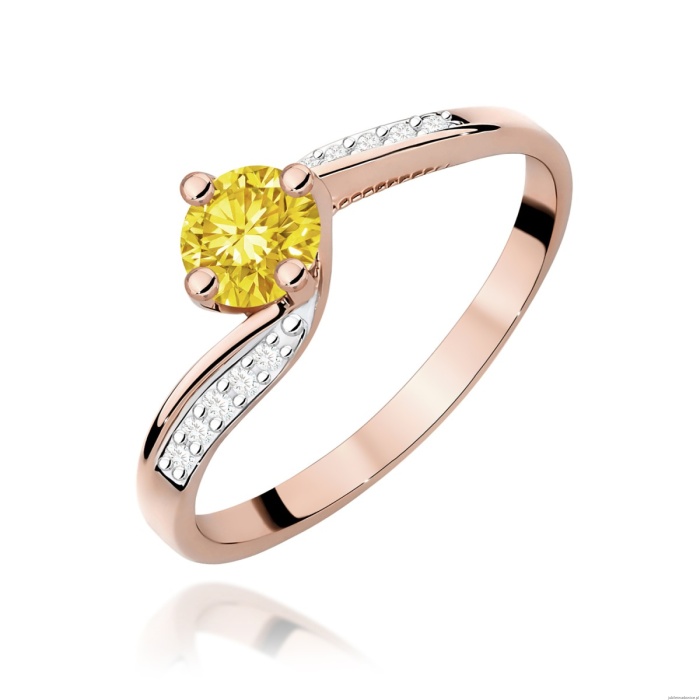 Pierścionek W0084 Diament Laboratoryjny żółty 0,50ct różowe złoto