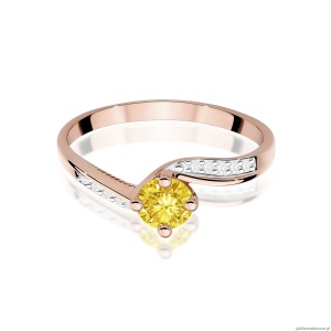 Pierścionek W0084 Diament Laboratoryjny żółty 0,50ct różowe złoto