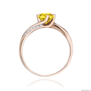 Pierścionek W0084 Diament Laboratoryjny żółty 0,50ct różowe złoto