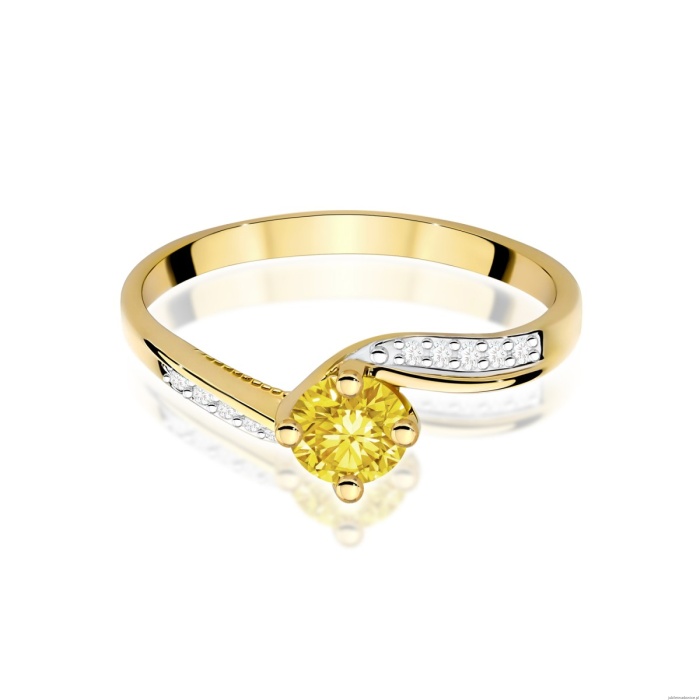 Pierścionek W0084 Diament Laboratoryjny żółty 0,50ct żółte złoto