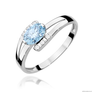 Pierścionek W0119 Diament Laboratoryjny niebieski 0,50ct białe złoto