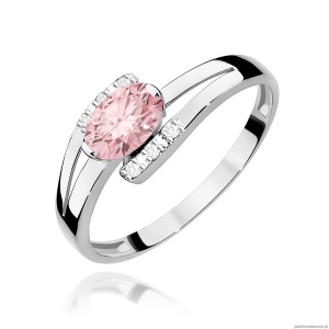 Pierścionek W0119 Diament Laboratoryjny różowy 0,50ct białe złoto