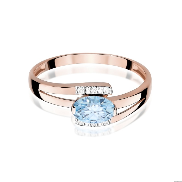 Pierścionek W0119 Diament Laboratoryjny niebieski 0,50ct różowe złoto
