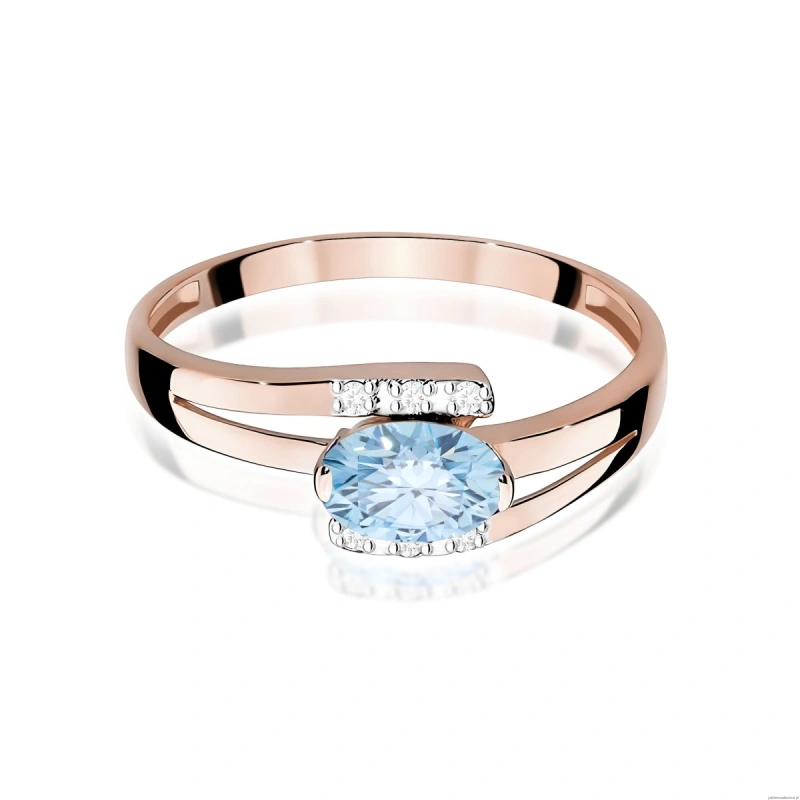 Pierścionek W0119 Diament Laboratoryjny niebieski 0,50ct różowe złoto
