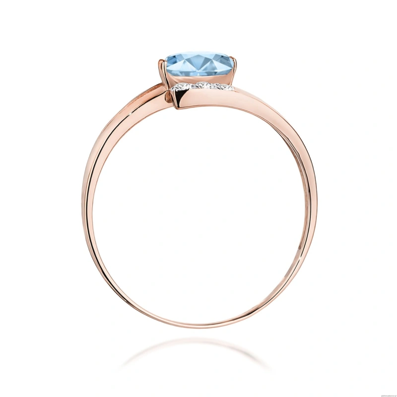 Pierścionek W0119 Diament Laboratoryjny niebieski 0,50ct różowe złoto