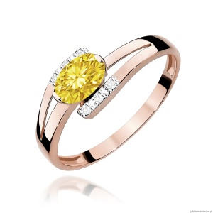 Pierścionek W0119 Diament Laboratoryjny żółty 0,50ct różowe złoto