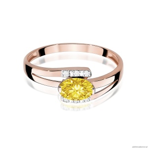 Pierścionek W0119 Diament Laboratoryjny żółty 0,50ct różowe złoto