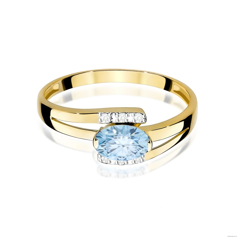Pierścionek W0119 Diament Laboratoryjny niebieski 0,50ct żółte złoto