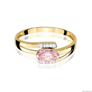 Pierścionek W0119 Diament Laboratoryjny różowy 0,50ct żółte złoto
