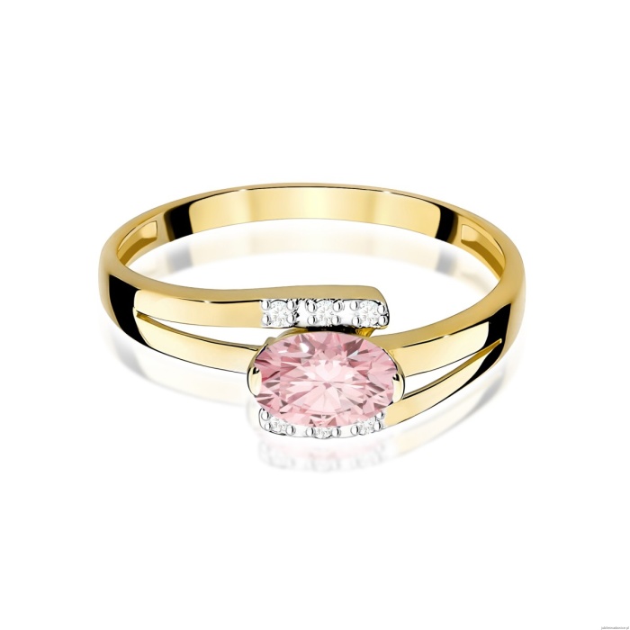 Pierścionek W0119 Diament Laboratoryjny różowy 0,50ct żółte złoto