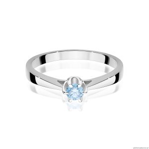 Pierścionek W0295 Diament Laboratoryjny niebieski 0,15ct białe złoto