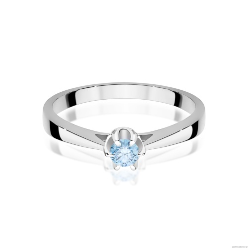 Pierścionek W0295 Diament Laboratoryjny niebieski 0,15ct białe złoto