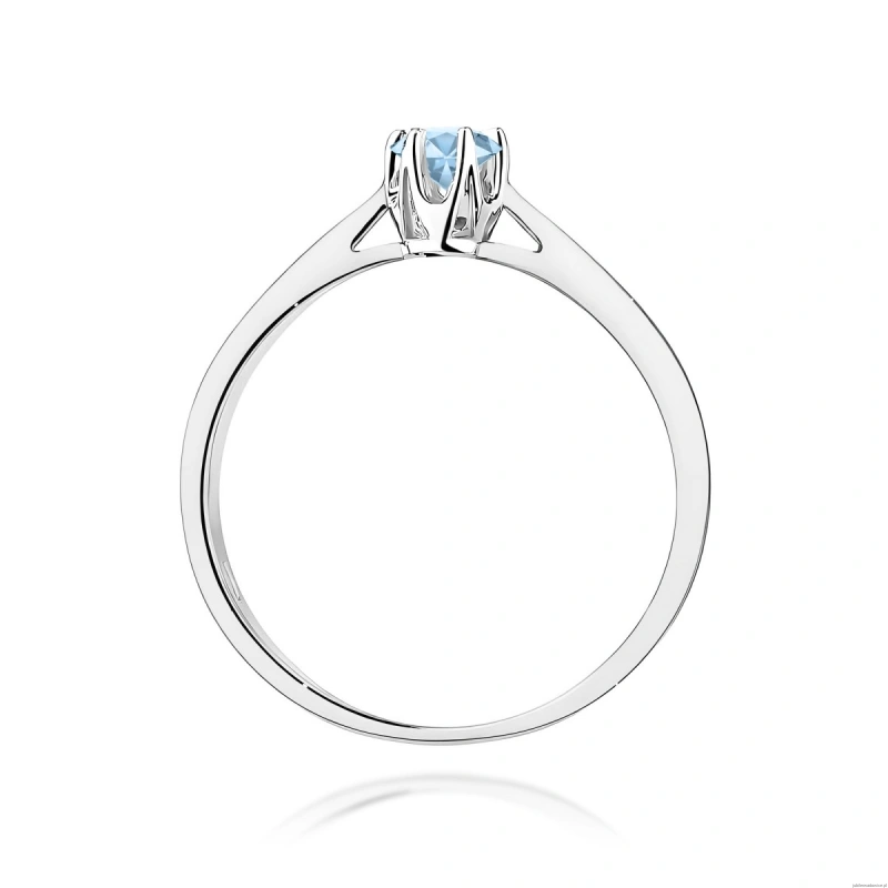 Pierścionek W0295 Diament Laboratoryjny niebieski 0,15ct białe złoto
