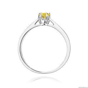 Pierścionek W0295 Diament Laboratoryjny żółty 0,15ct białe złoto