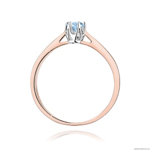 Pierścionek W0295 Diament Laboratoryjny niebieski 0,15ct różowe złoto