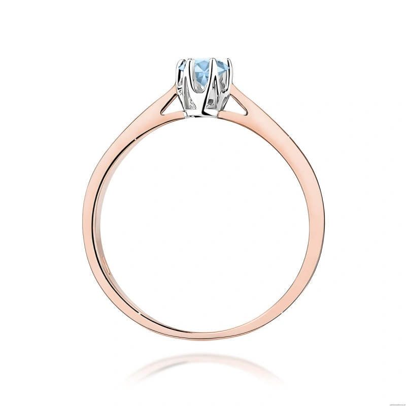 Pierścionek W0295 Diament Laboratoryjny niebieski 0,15ct różowe złoto