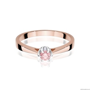 Pierścionek W0295 Diament Laboratoryjny różowy 0,15ct różowe złoto