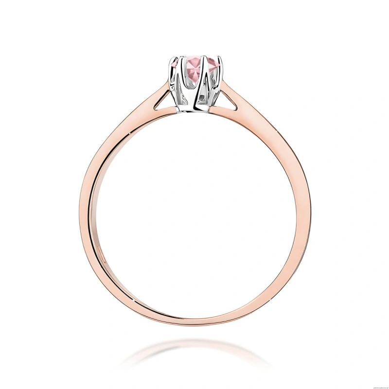 Pierścionek W0295 Diament Laboratoryjny różowy 0,15ct różowe złoto