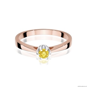 Pierścionek W0295 Diament Laboratoryjny żółty 0,15ct różowe złoto
