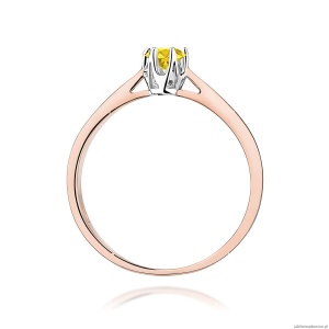 Pierścionek W0295 Diament Laboratoryjny żółty 0,15ct różowe złoto