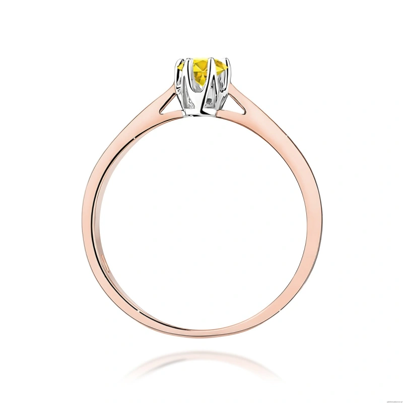 Pierścionek W0295 Diament Laboratoryjny żółty 0,15ct różowe złoto