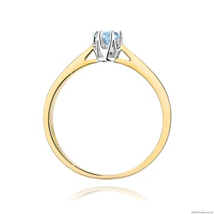 Pierścionek W0295 Diament Laboratoryjny niebieski 0,15ct żółte złoto