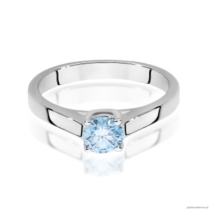 Pierścionek W0544 Diament Laboratoryjny niebieski 0,50ct białe złoto