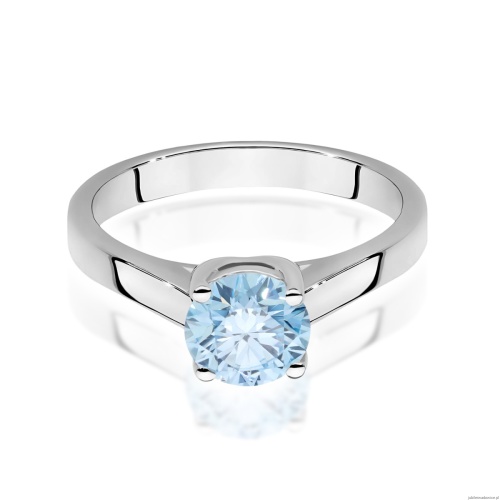 Pierścionek W0544 Diament Laboratoryjny niebieski 1,00ct białe złoto