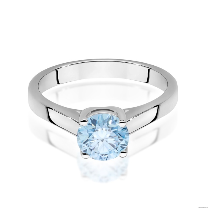 Pierścionek W0544 Diament Laboratoryjny niebieski 1,00ct białe złoto