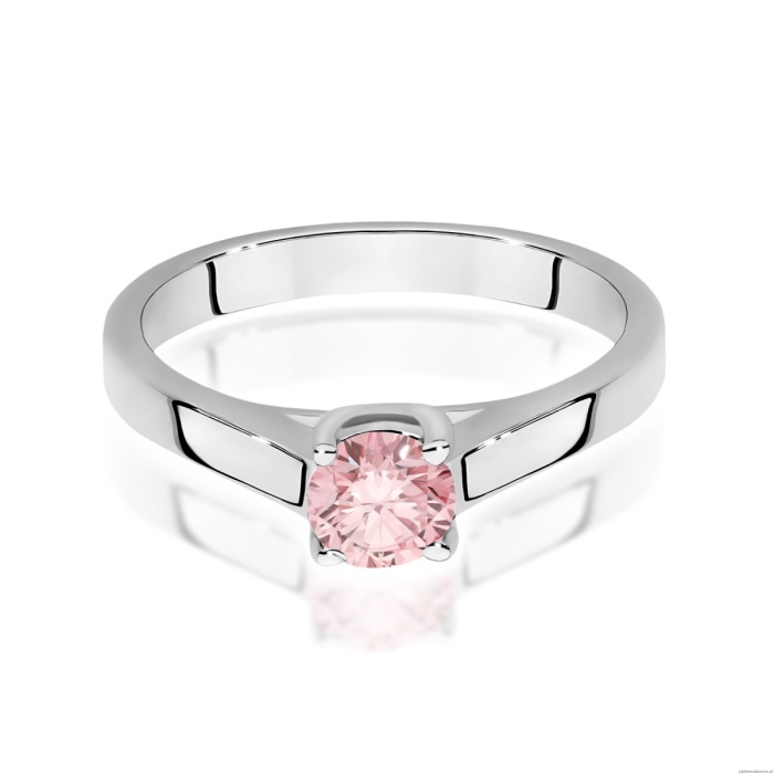 Pierścionek W0544 Diament Laboratoryjny różowy 0,50ct białe złoto