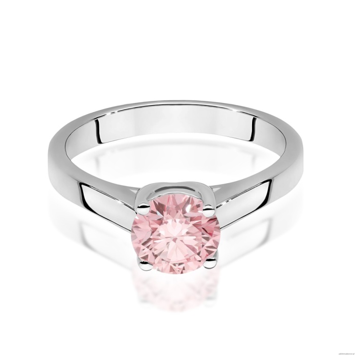 Pierścionek W0544 Diament Laboratoryjny różowy 1,00ct białe złoto