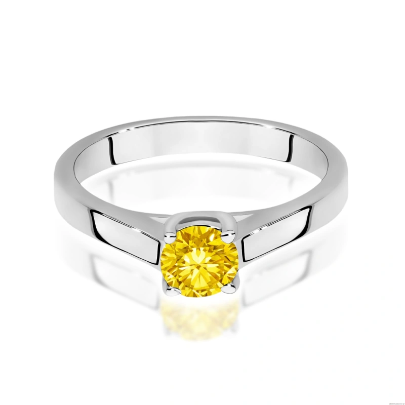 Pierścionek W0544 Diament Laboratoryjny żółty 1,00ct białe złoto