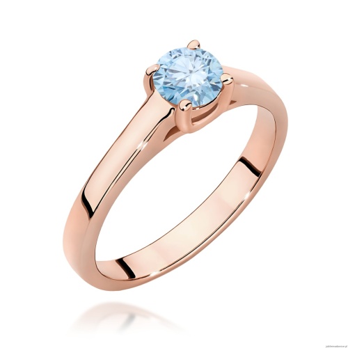 Pierścionek W0544 Diament Laboratoryjny niebieski 0,50ct różowe złoto