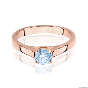 Pierścionek W0544 Diament Laboratoryjny niebieski 0,50ct różowe złoto